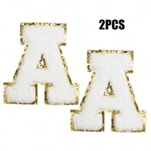 2pcs Ladies Golden Edge 4 Colors English Letters Hot Melt Glue Ironing Wool Embroidery Patches Decorate Bags And Clothes