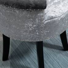 HOMCOM Dressing Table Stool With Rubber Wood Legs, Ice Velvet Vanity Stool For Living Room Bedroom, Grey - Grey - View 4