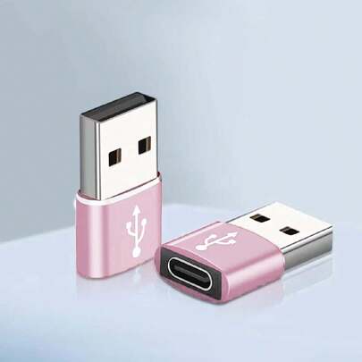 1pc Aluminum Alloy Usb To Type-c Adapter For Charging And Data Transfer, Compatible With Phones, Computers, Cameras