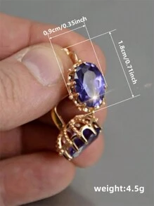1 Đôi bông tai hình giọt nước đính đá Cubic Zirconia thanh lịch, quà tặng cho nữ/trang sức cưới - Màu tím - Xem 6
