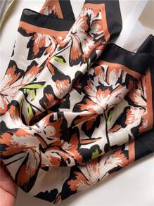 Boho 1pc Versatile And Fashionable Retro Flowers Sweet Picnic-Ins Style Chain Pattern Spring/Summer New Women Scarf