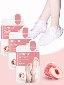 HEMEIEL 1/3/5/7 Pares de Máscara Exfoliante de Melocotón para Pies, Adecuada para Piel de Pies Seca, Envejecida y Agrietada, Máscara Hidratante Que Elimina las Células Muertas de la Piel, Para Hombres y Mujeres - Blanco - Ver 1