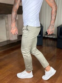 Men Pants - 卡其色 - 查看 4