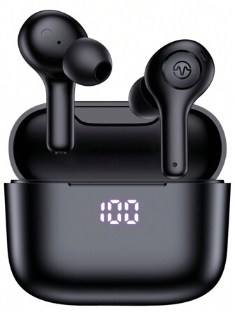 藍牙耳機，真無線耳塞，具有LED電源顯示大容量充電盒，防水IPX7觸摸控制立體聲入耳式耳機，帶4個內置麥克風，適用於/ / Android