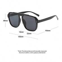 1pc Women's Square Personalized Plastic Frame Fashion Glasses, Suitable For Outdoor Beach Activities - Black - View 5