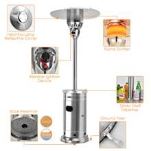 48,000 BTU Patio Propane Heater Stainless Steel W/Table & Wheels - Bạc - Xem 2