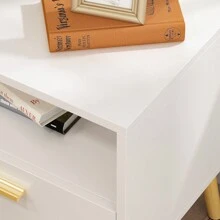 Modern Nightstand Bedside Table, End Side Table With Drawer And Open Cubby,White
