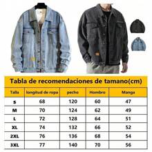 Chamarra Holgada De Moda De Mezclilla Bordada Para Hombre - Azul - Ver 2