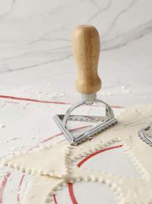 1pc Kitchen Baking Zinc Alloy Triangular Dumpling Mold With Plastic/Wooden Handle Option, And Triangular Pastry Cutter - Silver - View 5