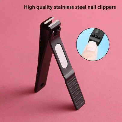 1pc Black Handle Straight Edge Nail Clipper For Trimming Finger And Toe Nails, Home And Travel Use,Nail Supplies,Nail Tools,Nail Art Tools,Back To School,Nails,Nail Tools For Press On Nails,Manicure Pedicure Tools