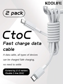 KOOLIFE 2pcs/Set Fast Charging Data Cable/Braided Cable 3A C-C Data Cable Compatible With 20W/27W/30W Fast Charging Adapter, Compatible With Apple/Android Smartphones Including 15/OPPO///, And Compatible With Tablets/IPad/IPad Pro/Mini/Air With USB-C Port