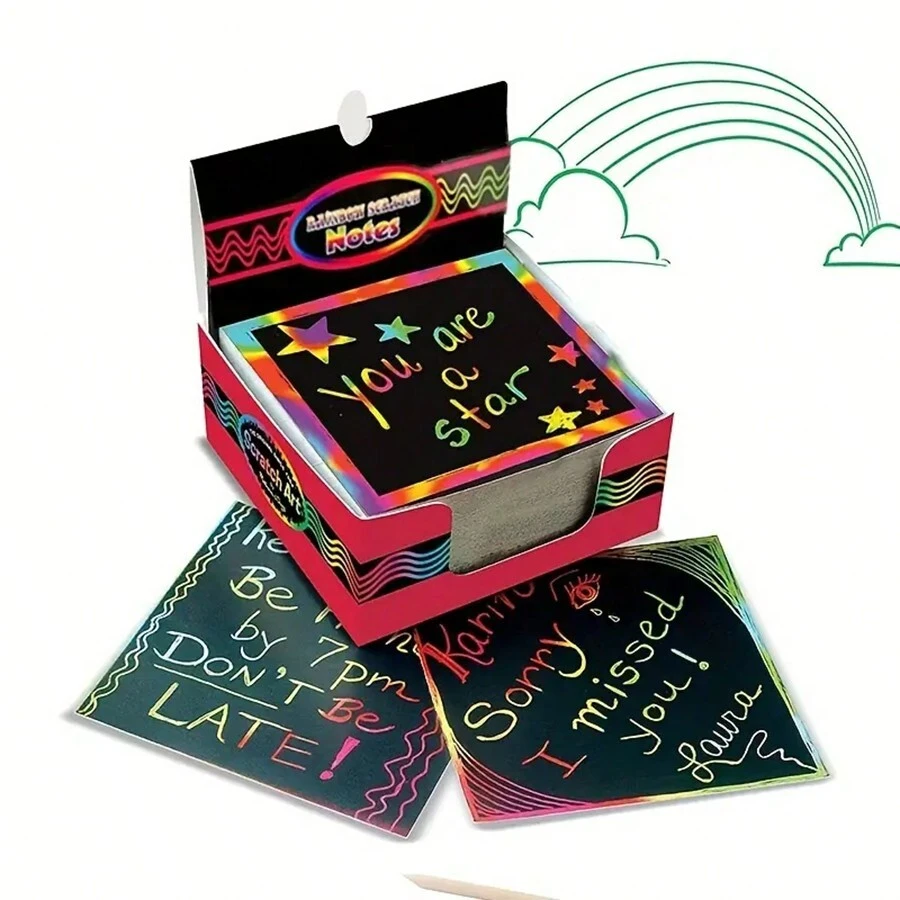100pcs Rainbow Scratch Art Set - Diy Children And Adults Christmas Toy Gift Set