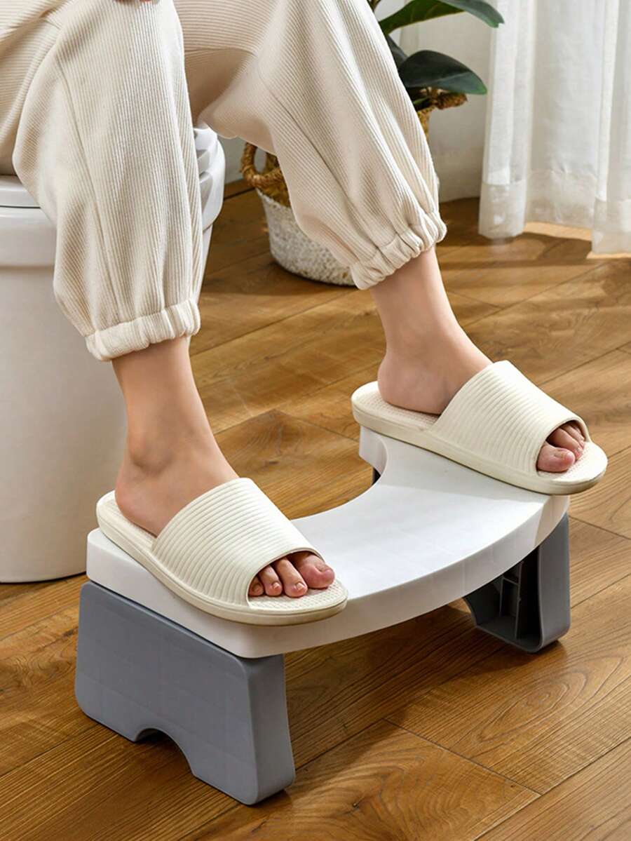 1pc Bathroom Toilet Seat Riser With Folding Stool, Toilet Step Stool - Multicolor - View 1