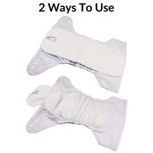 Littles & Bloomz 2pcs Baby White One Size Reusable Nappy Washable Pocket Cloth Diaper Adjustable 0-3 Years 3-15 KGS - White - View 6