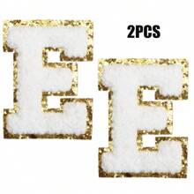 2pcs Ladies Golden Edge 4 Colors English Letters Hot Melt Glue Ironing Wool Embroidery Patches Decorate Bags And Clothes