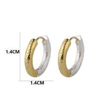 1pair European & American Fashion Personalized Simple Small Twill Texture Metallic Hoop Earrings With Two Tones Winter Gifts - Multicolor - View 8