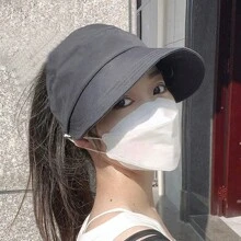 1 Pieza Gorra Visera Para El Sol Compatible Con Cola De Caballo Transpirable, De Secado Rápido, Adecuada Para Montar Y Colgar Máscaras, Gorro De Protección Solar - color sólido - Ver 2