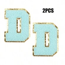 2pcs Ladies Golden Edge 4 Colors English Letters Hot Melt Glue Ironing Wool Embroidery Patches Decorate Bags And Clothes