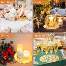 1/10PCS Acrylic Round Mirrors For Centerpieces Circle Mirrors Candle Plates For Wall Wedding Table Centerpieces Round Mirror Tray For Party,Christmas - Gold - View 2