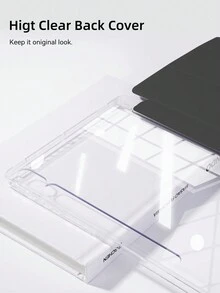 Case Compatible With Samsung Tab S6 Lite 10.4'' P620/P625 Tab S7 Plus 12,4'' Tab S8 Plus 12,4'' Multi-Angle Stand Cover Transparent Back Tablet Slim Cover Support Auto Sleep Wake - Black - View 6