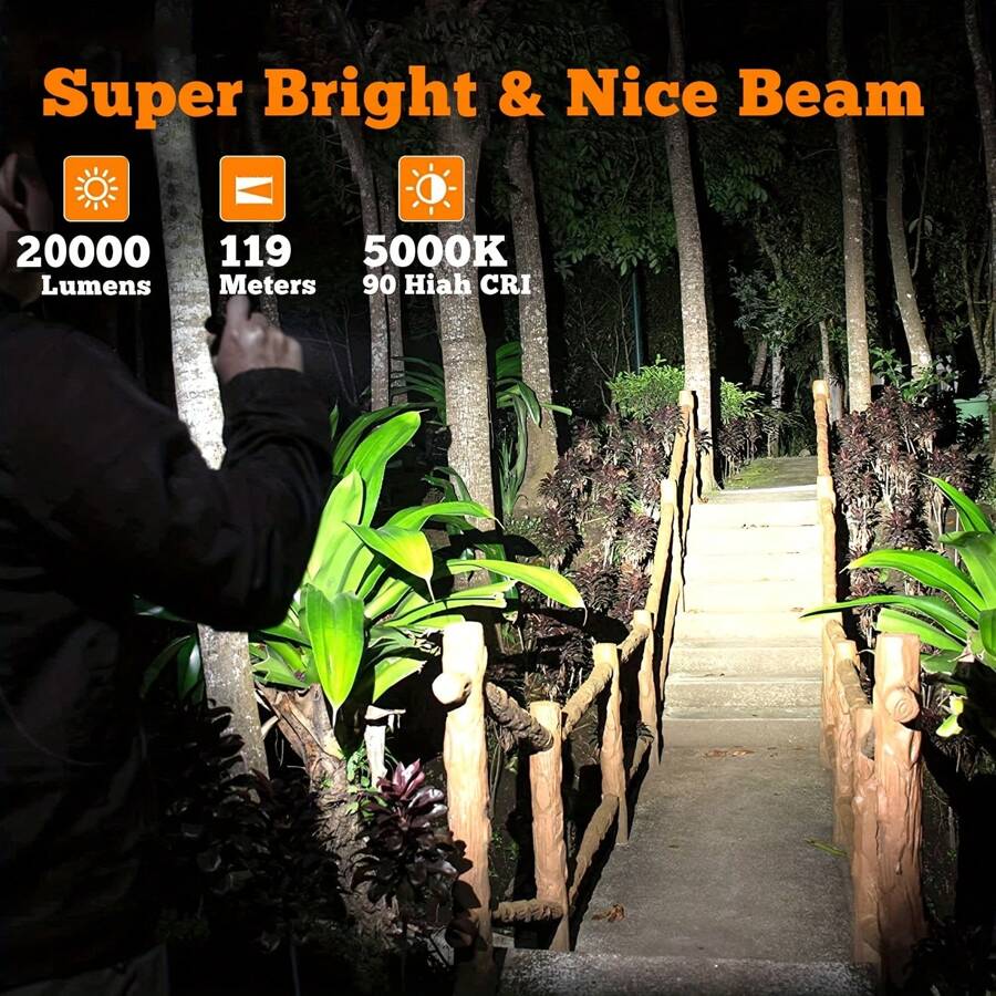 Maxesla Torcia LED Ricaricabile Da 20000 Lumen - Super Potente Con Display E Zoom - Foto 14