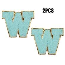 2pcs Ladies Golden Edge 4 Colors English Letters Hot Melt Glue Ironing Wool Embroidery Patches Decorate Bags And Clothes