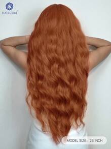 28 英寸脏橙色假发长卷波浪假发，浪漫美丽的合成假发，带刘海假发，适合日常生活和派对。 - 臟橘色 - 查看 6