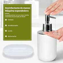 Tucorresi Juego de Accesorios de Baño, 6 Piezas, Blanco, Incluye Papelera, Escobillero, Dosificador de Jabón, Portacepillos de Dientes, Vaso para Enjuague Bucal y Jabonera