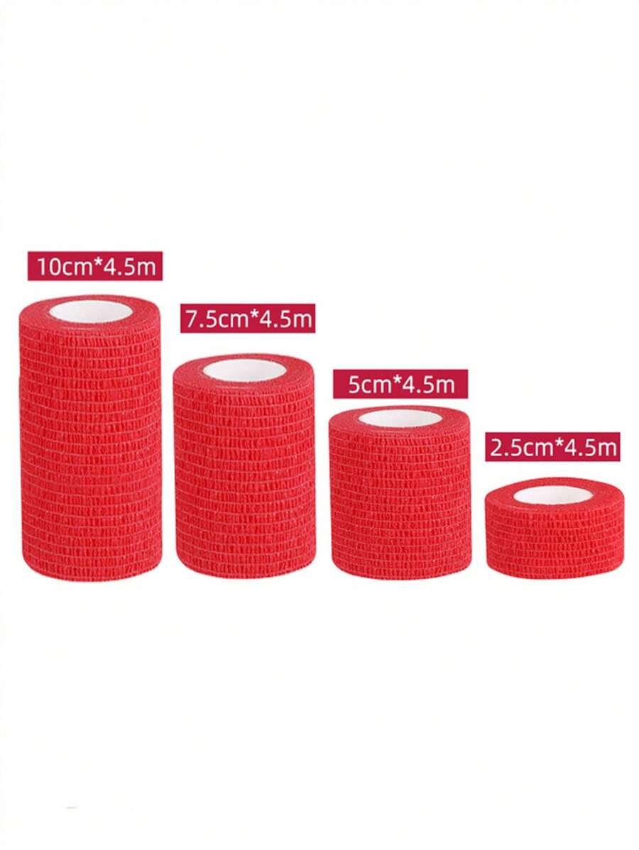 Latest 1 Roll 2.5cm/5cm/7.5cm/10cm X 4.5m Self-Adhesive Elastic Bandage, Sports Bandage, Multi-Color Self-Adhesive Bandage, Wrap Bandage Gym Accessories Gym Bandages Sports Tape - Red - View 1