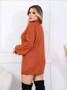 Women Sweater Dresses - Brown - View 2
