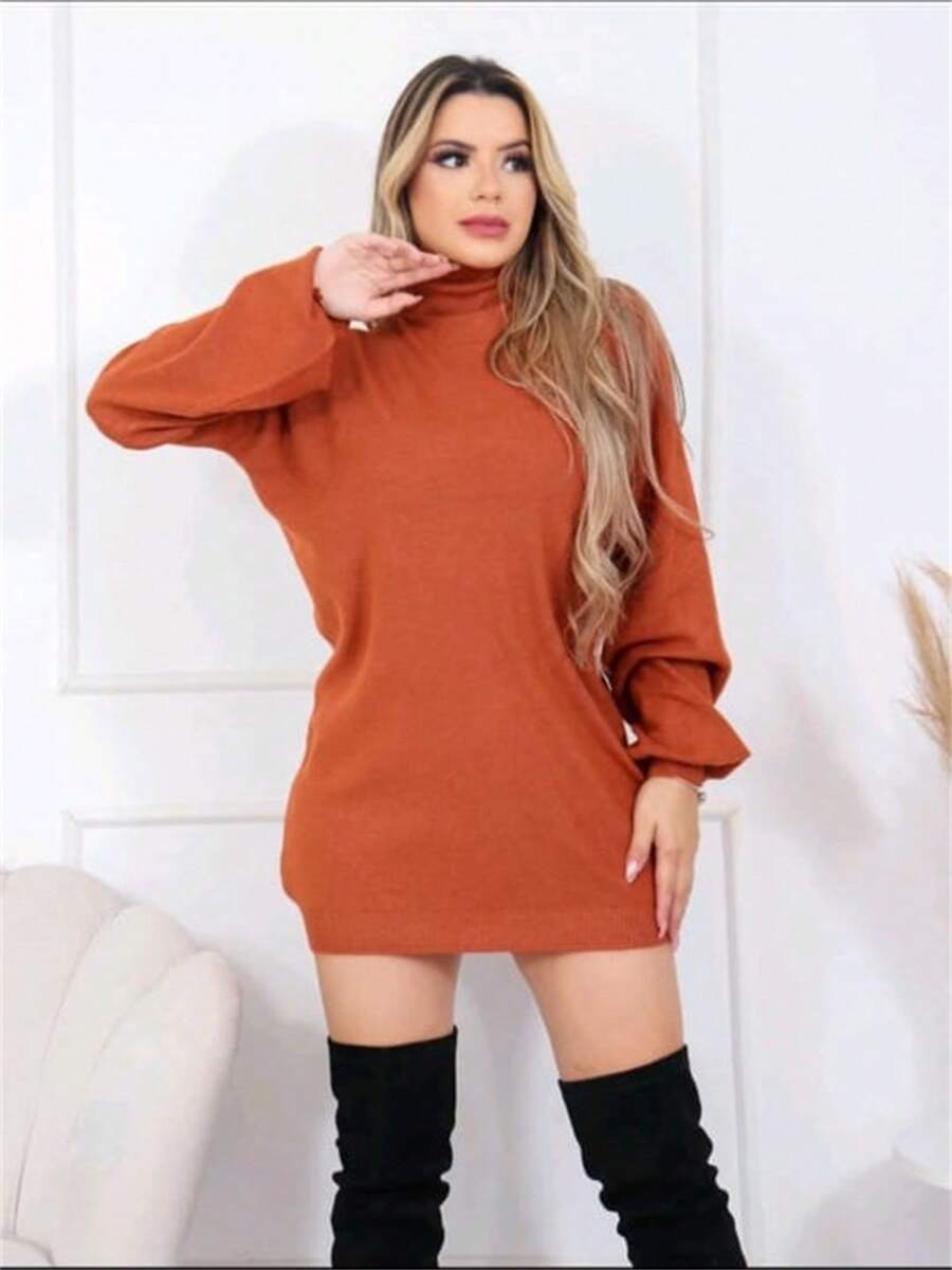 Women Sweater Dresses - Brown - View 1