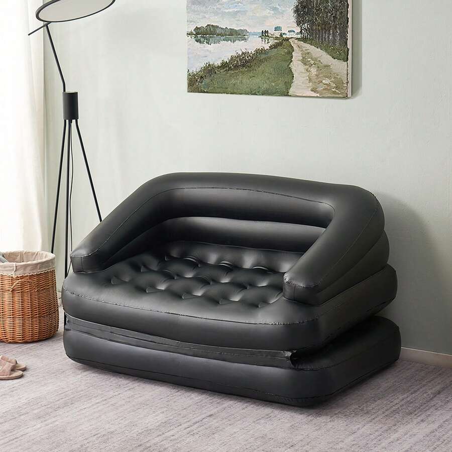 Inflatable Sofa Bed, Air Mattress Couch For Camping, 5-In-1, Black(Pump Not Included) - Black - View 1