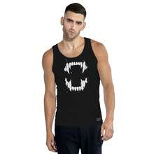 Camiseta Grítalo Algodón Colmillos Sin Mangas Tank Top Casual Moda Cuello Redondo Sin Mangas Playera Hombre - Negro - Ver 1