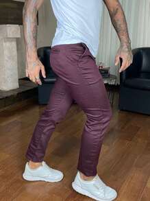 Men Pants - Burgundy - View 1