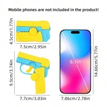 Carrot Gun Mini Rotating Action Toy, Decocker Finger Spinner Gun 2-In-1 Toy. Can Be Used As Finger Spinner Or Mini Pistol. Press To Automatically Recock With Random Color - Yellow - View 3