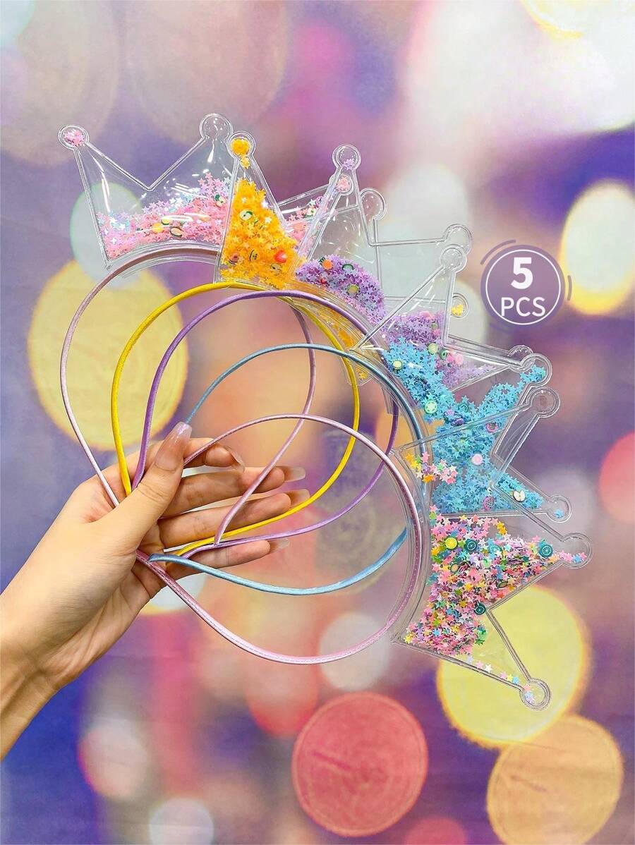 5入組女孩甜美熔岩和水果設計皇冠髮箍 - 彩色 - 查看 1