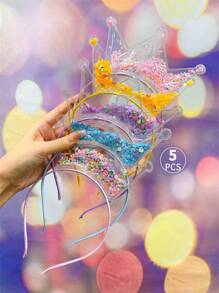 5入組女孩甜美熔岩和水果設計皇冠髮箍 - 彩色 - 查看 4