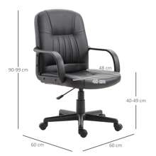 Vinsetto Sedia da Ufficio Ergonomica e Girevole, Poltrona da Ufficio con Altezza Regolabile  60*60*90-99cm Nero - nero - Visualizzare 4