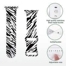 1入斑馬條紋和蝴蝶編織的8字形扣矽膠運動智能手錶手環,適用於蘋果手錶系列ultra/se/8/7/6/5/4/3/2/1,尺寸從38mm到45mm不等 - 彩色 - 查看 2