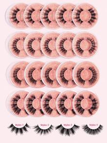 MAGEFY 20Pairs Of Natural Cross Full Mixed Style False Eyelashes,Fluffy Slim For Everyday Use Manga Eyelashes, Travel Essentials - 黑色 - 查看 5