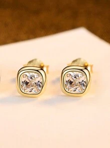 ELSEDES 1對時尚s925純銀手工耳環,鑲嵌閃亮寶石,散發高端魅力和質感,適用於女性的日常和派對裝扮 - 金色 - 查看 3