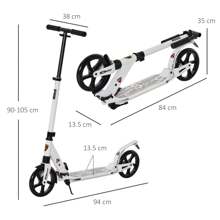 HOMCOM Folding Kick Scooter 2 Big Wheels Teens Adult 14+ Adjustable Ride On - White - View 2