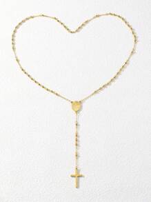 1條 4mm 不銹鋼金色珠項鍊,帶有和吊墜,女士日常佩戴珠寶 - 金色 - 查看 3