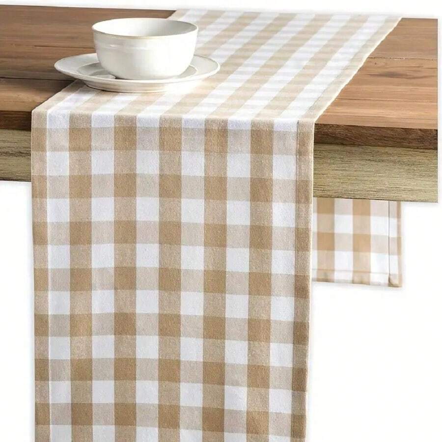 1 chiếc khăn trải bàn/khăn trải bàn bằng vải lanh và vải lanh hiện đại kiểu Bắc Âu, bàn cà phê đơn giản/trang trí tủ TV, khăn trải bàn hình trâu, khăn trải bàn dã ngoại, trang trí cabin ngày lễ