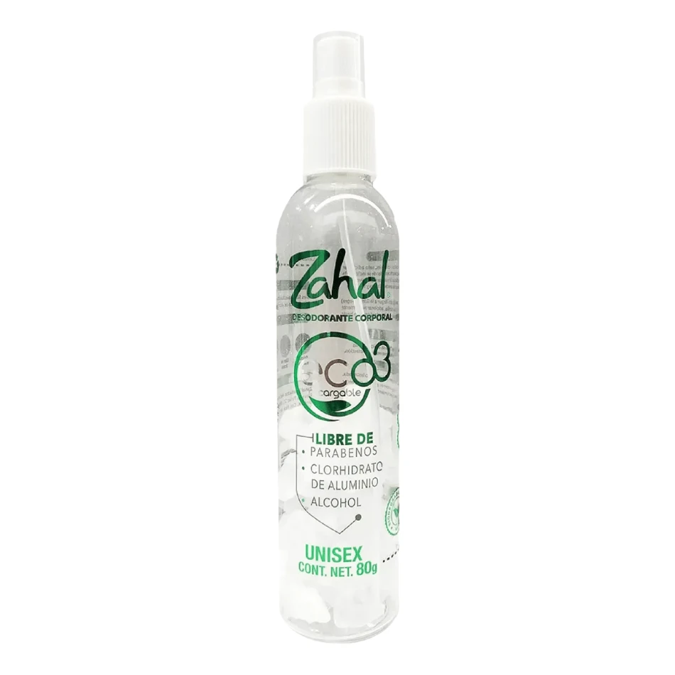 Desodorante ZAHAL corporal natural piedra de alumbre ECO recargable 3 veces, para tres usos sin parabenos sin alcohol 80 g - transparente - Ver 1
