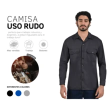 Men's Gabardine Shirt - Grey - View 4