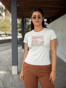 Royale Clothes-White T-Shirt, Dramatic Short Sleeve - 白色 - 查看 1