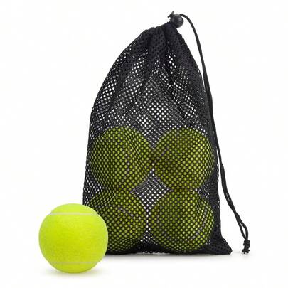 4pcs/Set High Density Felt Pressurized Tennis Balls, Durable For Training & Exercise, With Portable Net Bag, For Indoor & Outdoor Use, Pet Toys