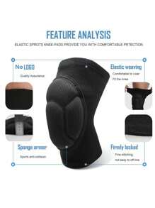 1pair Sports Sponge Knee Pads For Both Men And Women, Anti-Slip For Dancing And Kneeling - Black - View 3
