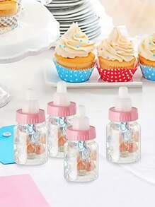 15pcs/Set Funny Bottle Shaped Candy Box, Plastic Candy Container, Milk Bottle Design Candy Gift Box, Party Decoration - Pink - View 2